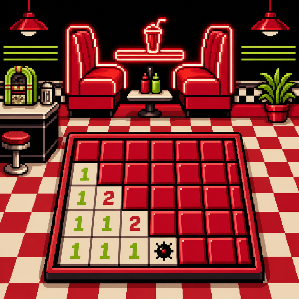 Booth Sweep pixel art tile — Retro Diner theme